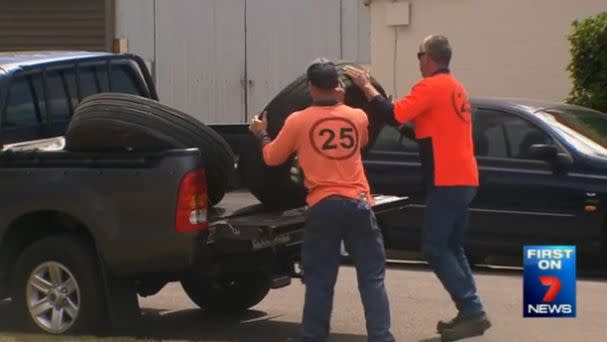 The workers who were driving the company's truck said it was 'no big deal'. Photo: 7News