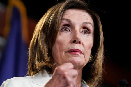 Speaker of the House Nancy Pelosi (D-CA) speaks during a media briefing on Capitol Hill in Washington