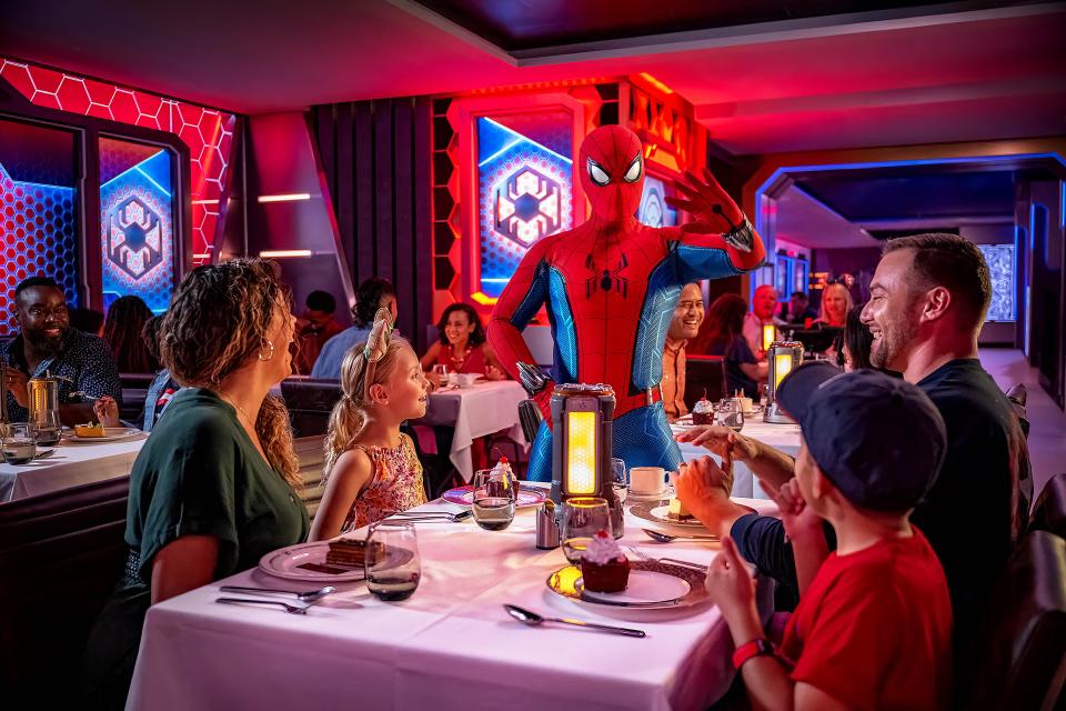 The Disney Treasure will include one of Disney Cruise Line’s most popular  restaurant concepts, Worlds of Marvel. During “Avengers: Quantum Encounter,” Spider-Man will call upon his fellow Avengers — and the diners at Worlds of Marvel — for backup when an unexpected villain invades the ship in search of powerful quantum technology.