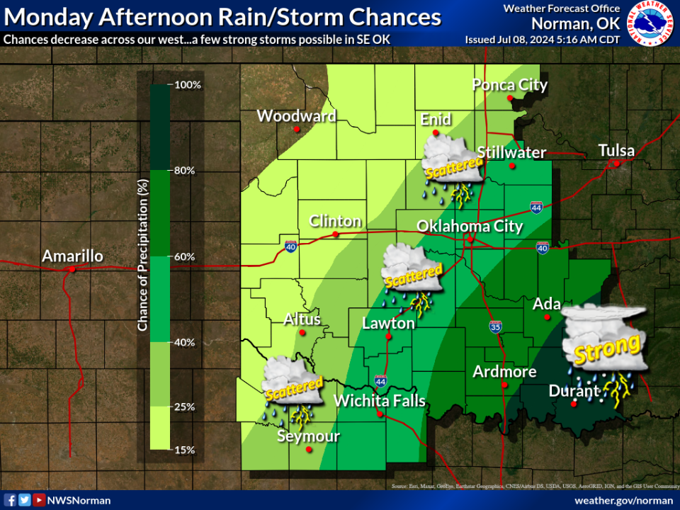 After possible rain on Monday, the Wichita Falls area is forecasted to return to hot, dry weather.