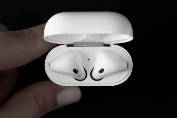 The case is magnetized so the AirPods can't just slip out.
