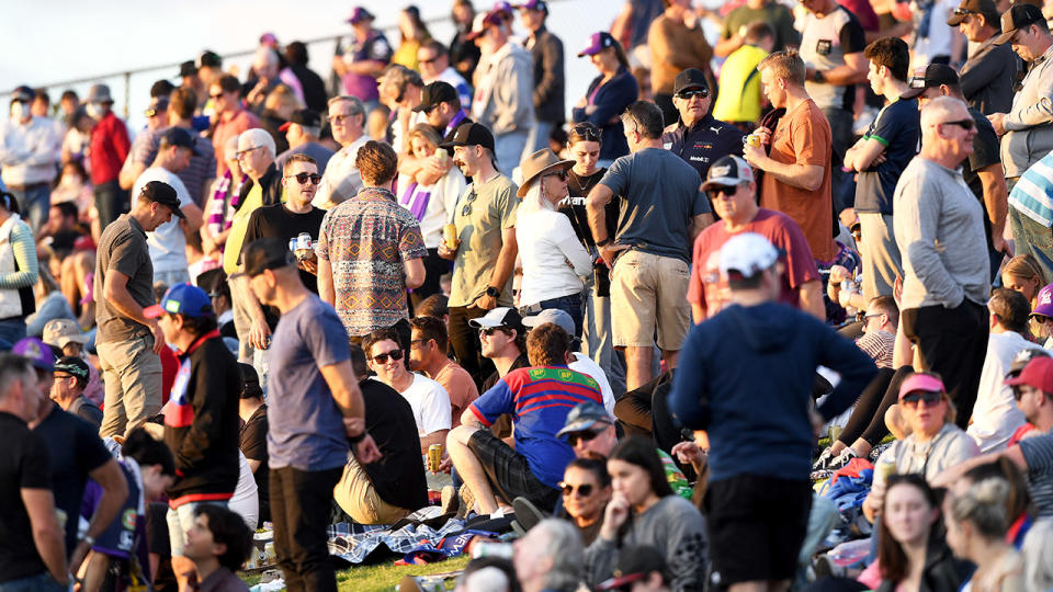 The Sunshine Coast Stadium hill, pictured here during the NRL match between Melbourne and Newcastle.