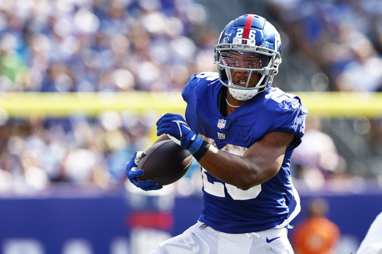 Saquon Barkley #26 of the New York Giants has bounced back in fantasy