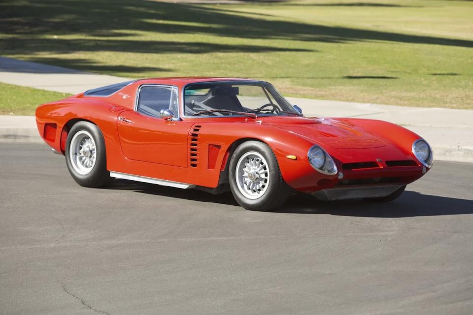 <p>With an aluminum body created by Bertone’s Giorgietto Giugiaro, the Iso Grifo looks like it’s borrowed the best parts of a Lamborghini Miura (nose section) and a Maserati Bora (rear deck) with a bit of American muscle car flavor tossed in for good measure.</p>