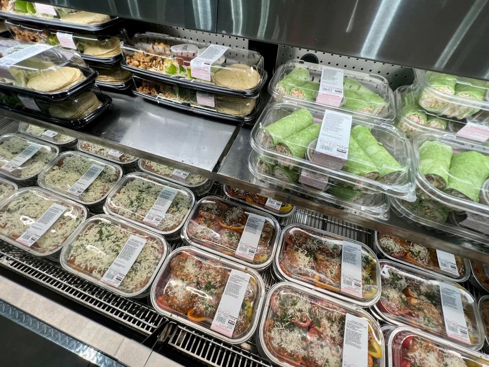 Premade meals, including wraps and taco kits, at Costco