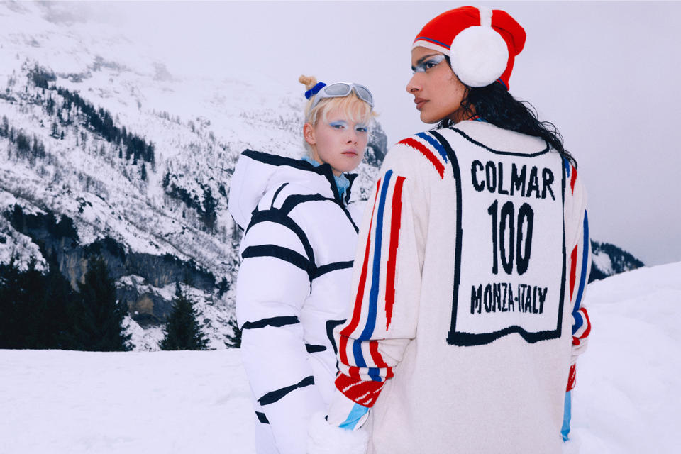 Joshua vides colmar ski clothes capsule knit artist art Caso Di Neve the race is on campaign vest skis erwin stricker 