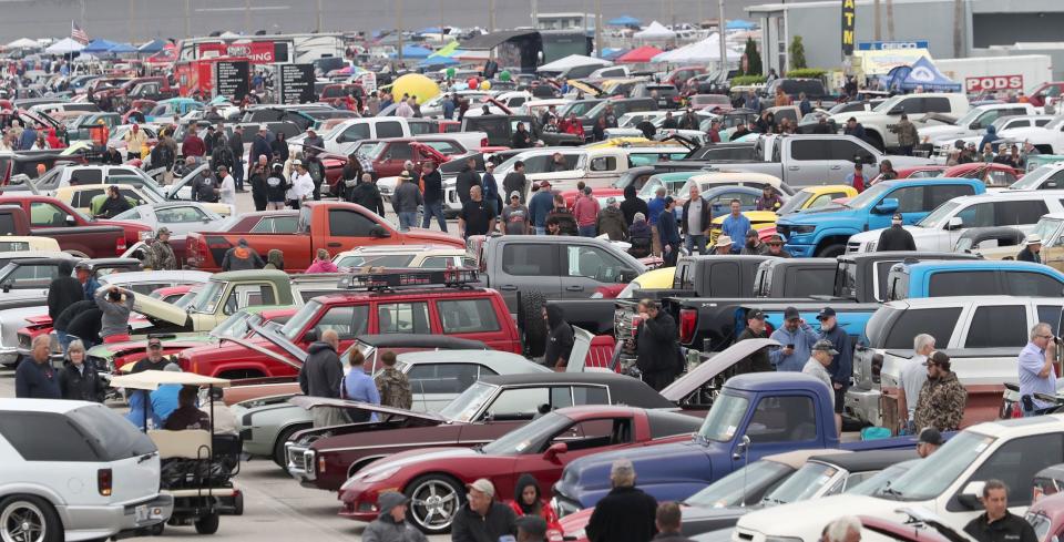 Classic-car fans fill the infield for the 50th annual fall Turkey Run at Daytona International Speedway. The annual event runs through Sunday in Daytona Beach.