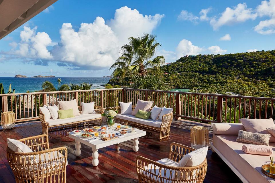 A terraced deck at Le Tropical Hôtel St Barth
