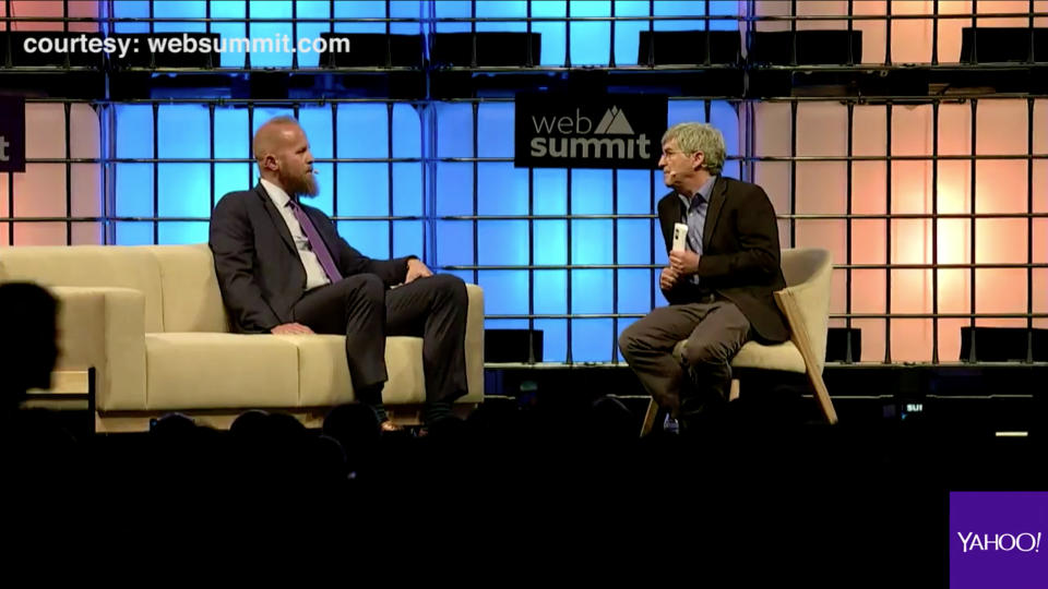 At the 2017 Web Summit in Lisbon, Portugal, Yahoo News Chief Investigative Correspondent Michael Isikoff talked to Brad Parscale, Digital Director from the Donald J. Trump Presidential Campaign about getting duped by a Russian Twitter bot. (Websummit.com via Yahoo News)