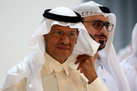 FILE PHOTO: Saudi Arabia's new Energy Minister, Prince Abdulaziz bin Salman takes a tour at the exhibition during the 24th World Energy Congress in Abu Dhabi