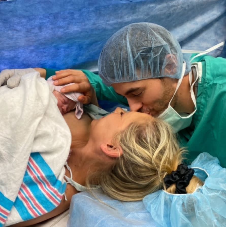 Anna Kournikova posted an equally sweet photo of her husband and daughter with the caption “01.30.2020”. The couple are already parents to twins Lucy and Nicholas, 2.