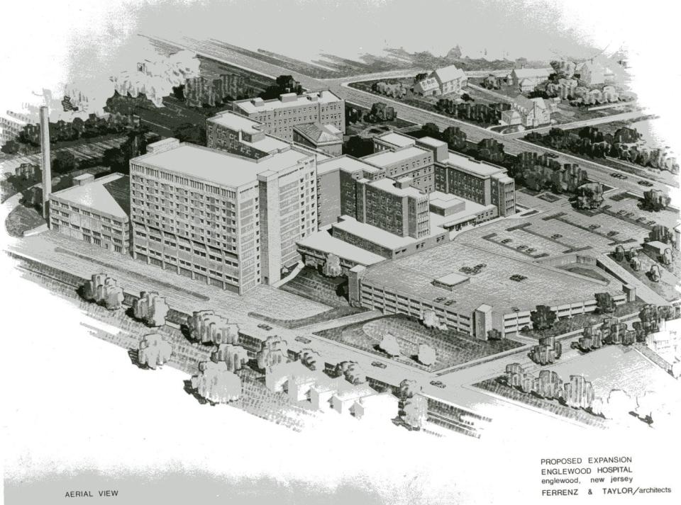 Proposed expansion plans for Englewood Hospital as seen in February 1971