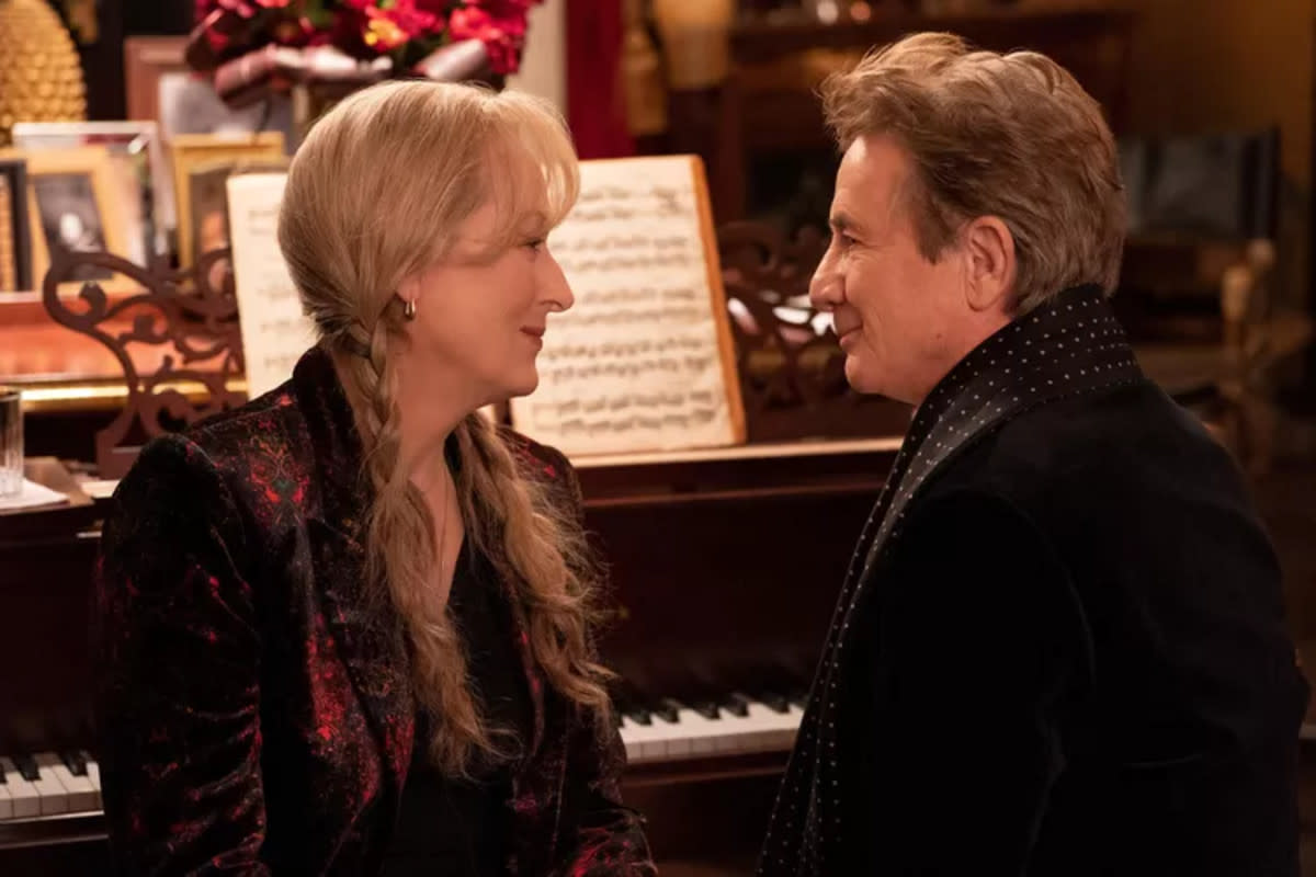 Meryl Streep as Loretta Durkin and Martin Short as Oliver Putnam in "Only Murders In the Building" Season 3<p>Hulu</p>