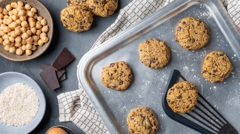 Chickpea cookies on baking sheet