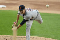 Detroit Tigers starter Tarik Skubal delivers a pitch during the first inning of a baseball game against the Chicago White Sox Tuesday, Aug. 18, 2020, in Chicago. (AP Photo/Paul Beaty)