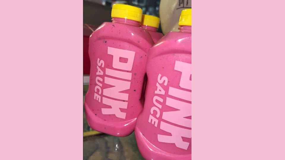 Pink sauce, a condiment developed by a Miami-based chef, has gone viral due to its bright pink hue and a nutrition label misprint. (Photo: thepinksauce.com)