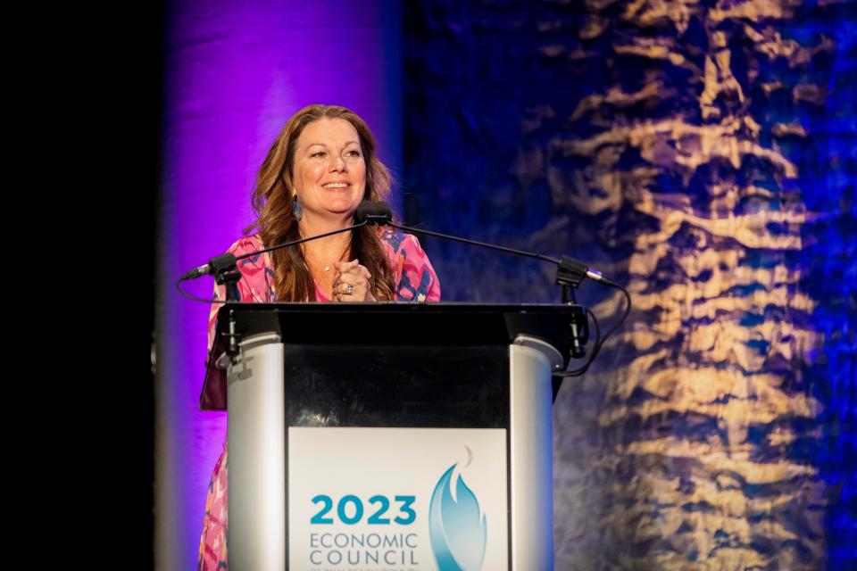The Conservatory School teacher Kristin Delatorre won the Dwyer Award for Excellence in Education for STEM Education during a ceremony at the Kravis Center on May 1, 2023 in West Palm Beach, Florida.