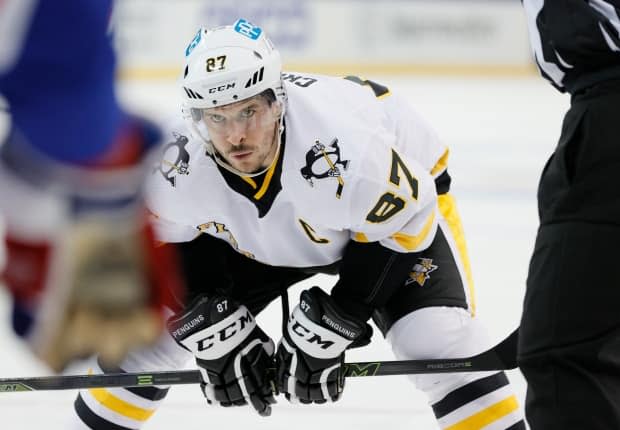 Sidney Crosby looks on before a faceoff during the third period against the New York Rangers at Madison Square Garden on Feb. 1, 2021, in New York.