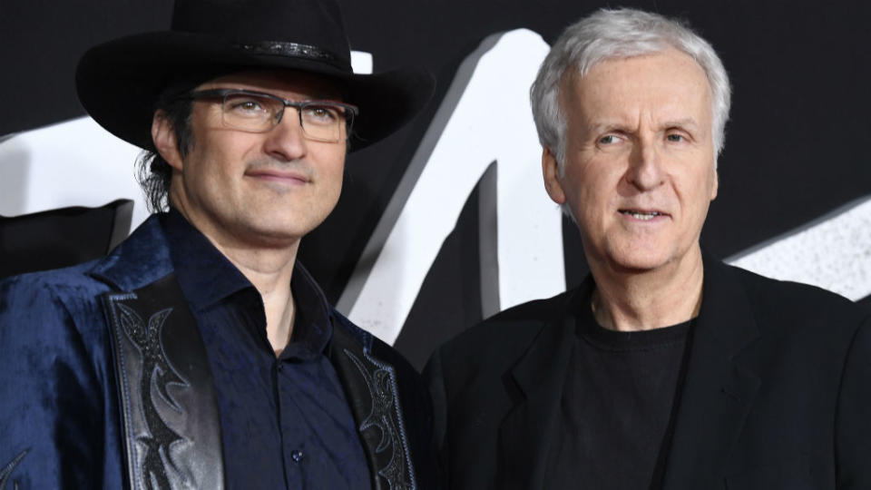 Los directores Robert Rodriguez y James Cameron durante la premiere de ‘Alita: Battle Angel’. Foto: Frazer Harrison / Getty Images