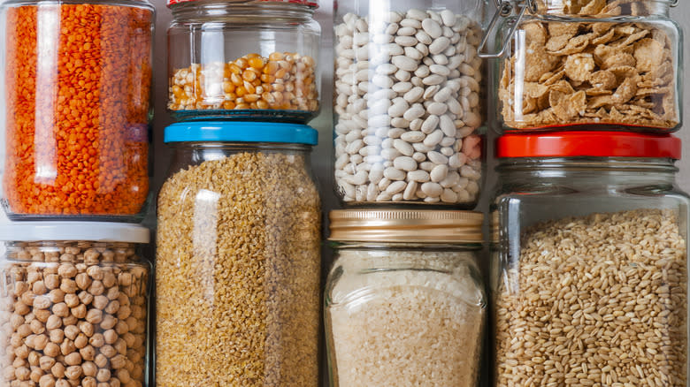 jars of dried staple foods