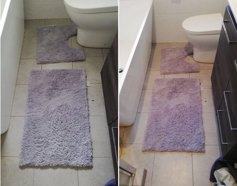 Aldi Microfibre 2 Piece Bath Mat Set optical illusion purple grey bathroom home Facebook group mums