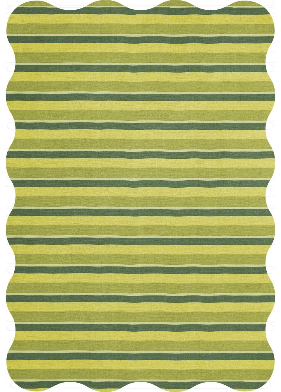 Green rug, in wool, with wavy edge, £637. Layered