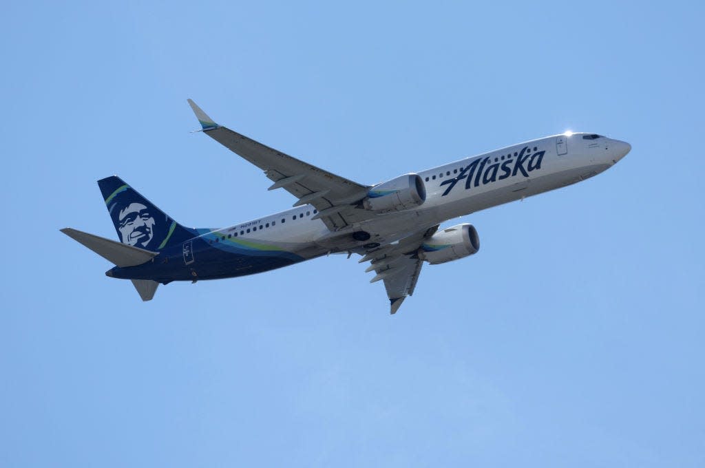 An Alaska Airlines plane takes off from San Francisco International Airport in this file photo from March 7, 2022.