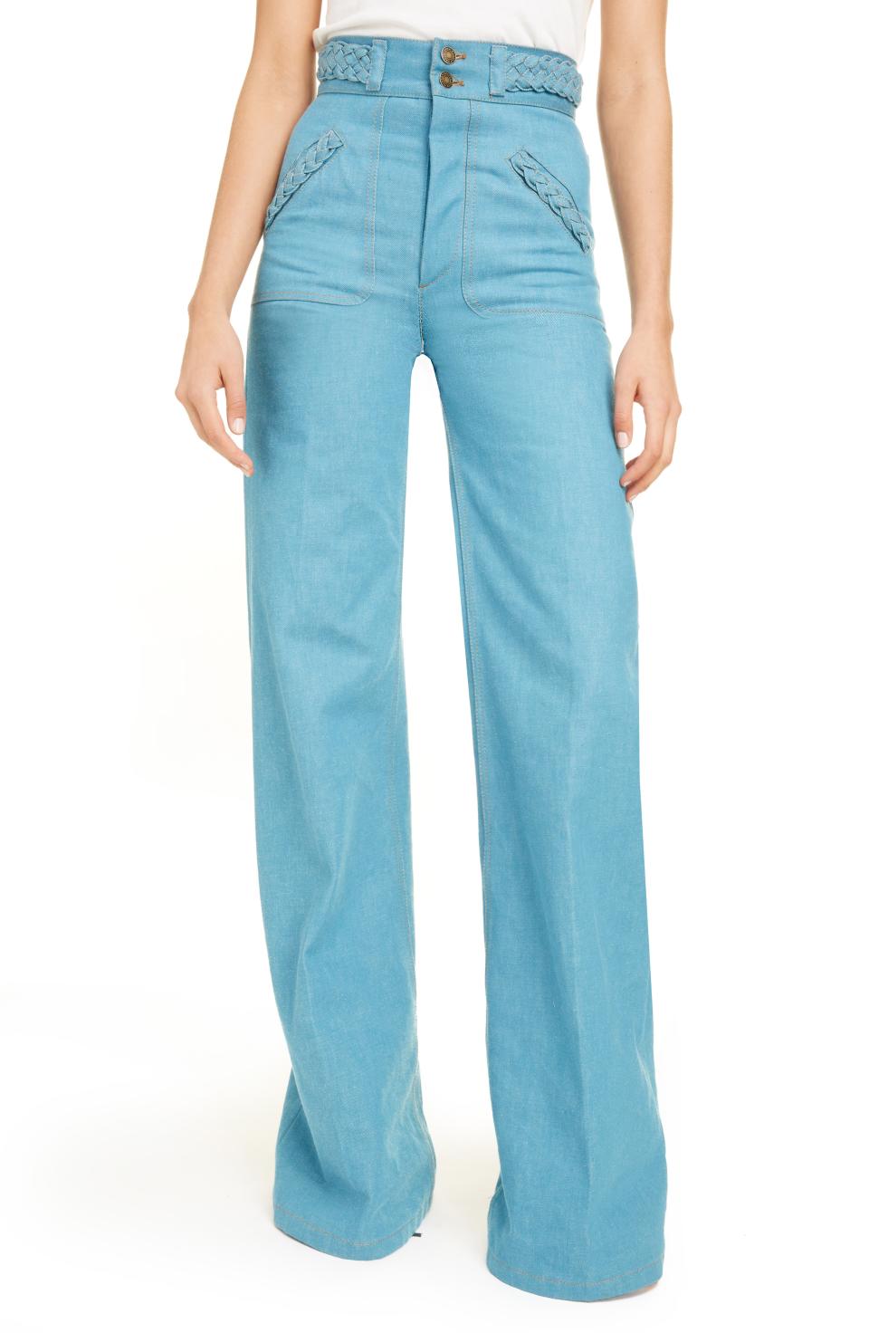 Marc Jacobs Braided High Waist Flare Leg Jeans. Image via Nordstrom. 