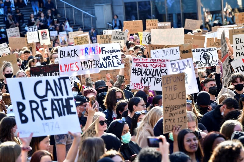 Protest in solidarity with the Black Lives Matter movement, in Stockholm