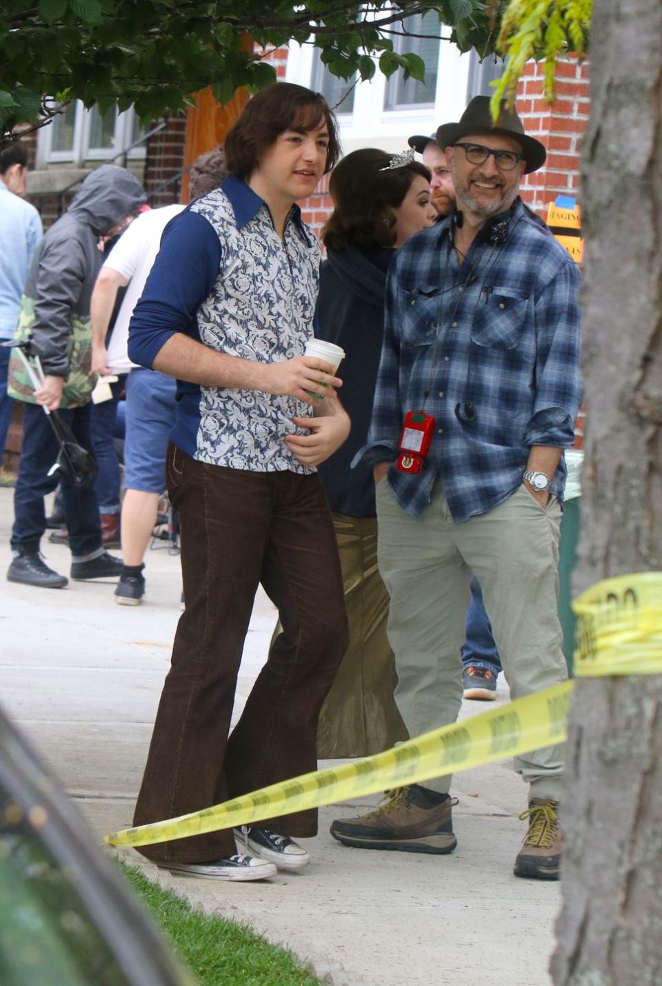 <p>Michael Gandolfini is seen on the set of The Many Saints of Newark on May 31, 2019 in New York City.</p>