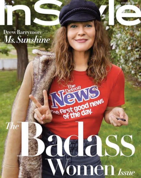 Drew Barrymore on the cover of the August edition of InStyle magazine. (Photo: InStyle )