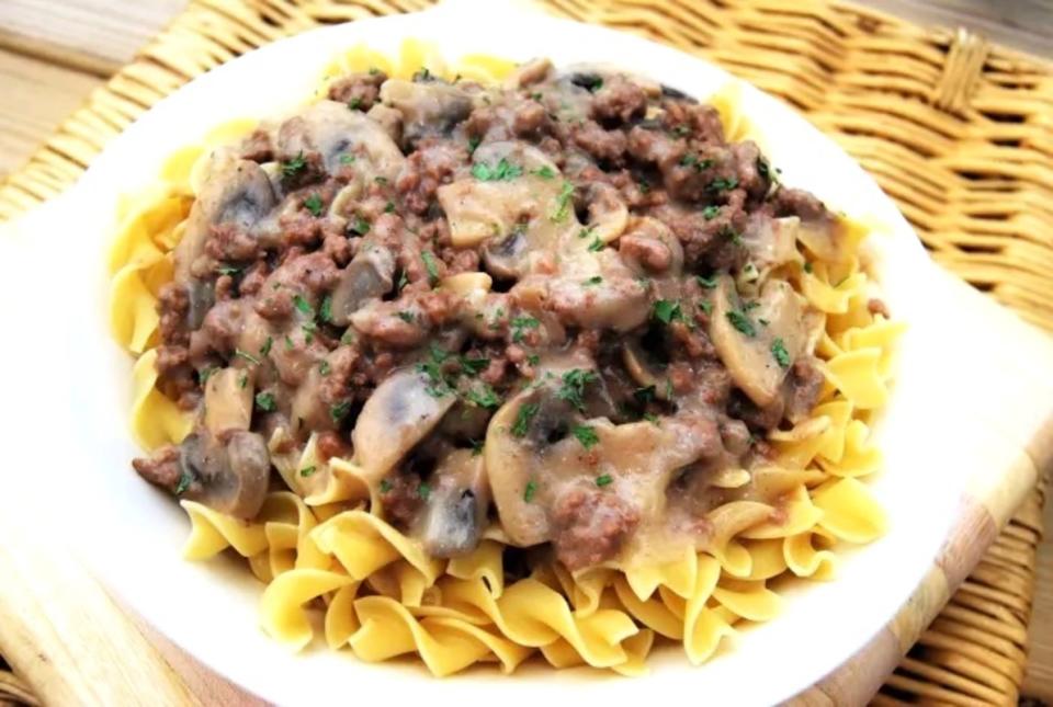 <p>Krista Marshall</p><p>Beef Stroganoff is a classic comfort food, but this version goes a little easier on the wallet thanks to ground beef.</p><p><strong>Get the recipe: <a href="https://parade.com/939652/kristamarshall/best-ground-beef-stroganoff-recipe/" rel="nofollow noopener" target="_blank" data-ylk="slk:Ground Beef Stroganoff;elm:context_link;itc:0;sec:content-canvas" class="link ">Ground Beef Stroganoff</a></strong></p>