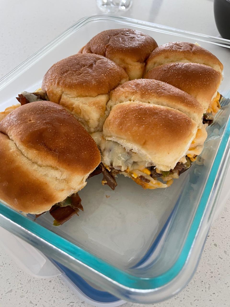 leftover philly cheesesteak sliders