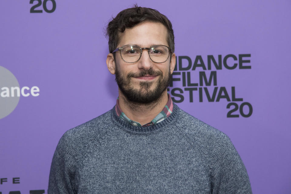 Andy Samberg attends the premiere of "Palm Springs" at the Library Center Theatre during the 2020 Sundance Film Festival on Sunday, Jan. 26, 2020, in Park City, Utah. (Photo by Charles Sykes/Invision/AP)