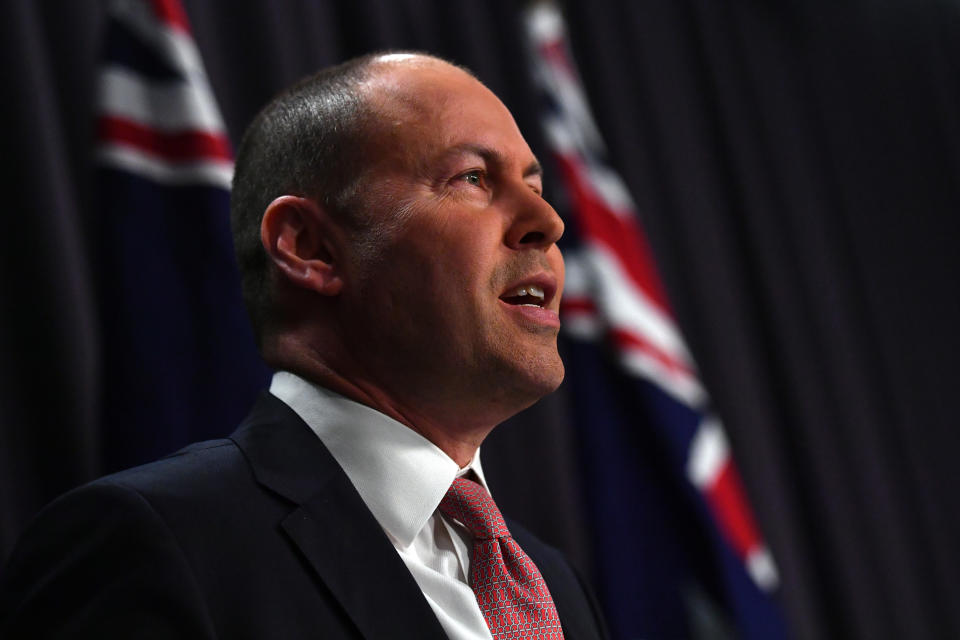 CANBERRA, AUSTRALIA - DECEMBER 08: Treasurer Josh Frydenberg addresses media during a press conference in the Blue Room at Parliament House on December 08, 2020 in Canberra, Australia.  (Photo by Sam Mooy/Getty Images)