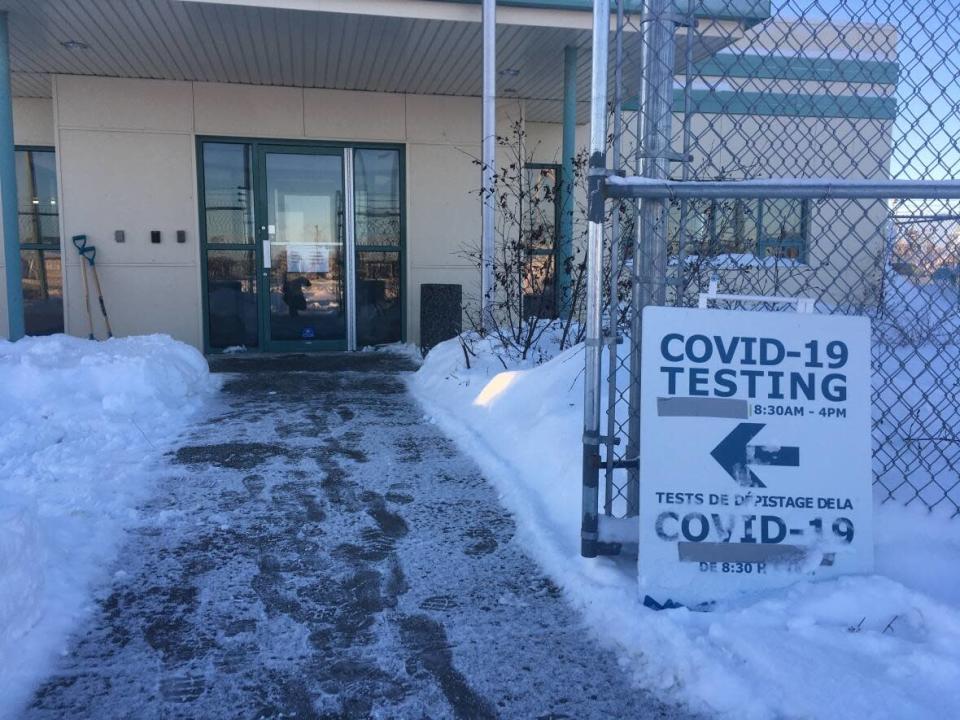 The COVID-19 testing site in Yellowknife. The Northwest Territories Health and Social Services Authority says people who no longer need a test should cancel their appointment. (Sara Minogue/CBC - image credit)