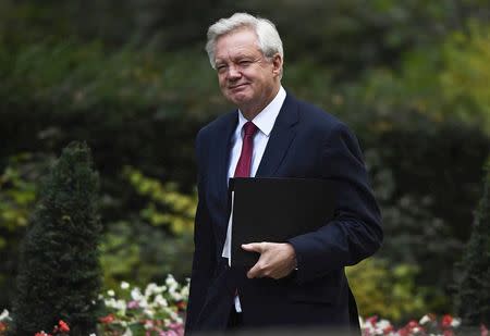 David Davis, Secretary of State for Exiting the European Union arrives at Downing Street in London, Britain October 24, 2016. REUTERS/Dylan Martinez