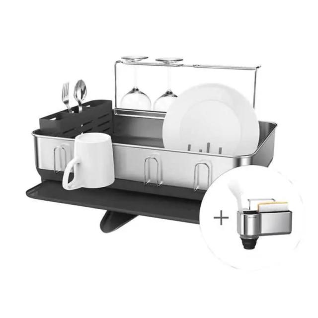 OXO SoftWorks Foldaway Dish Rack COSTCO 1632413 Silver & White