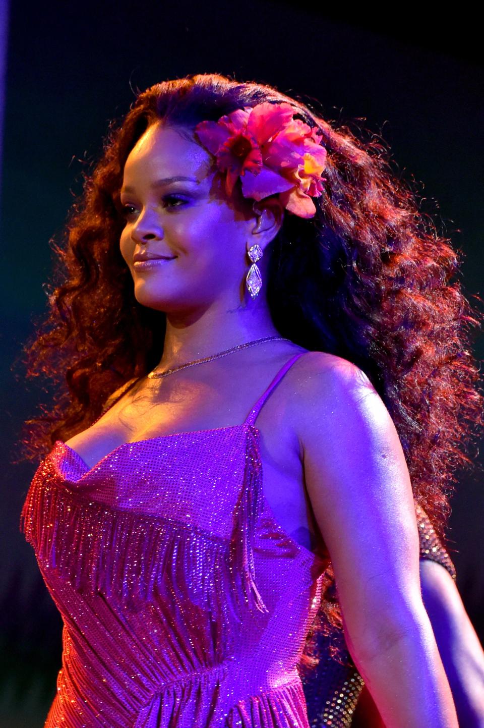 Recording artist Rihanna performs onstage during the 60th Annual GRAMMY Awards
