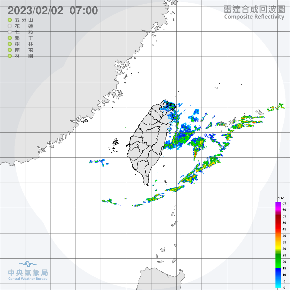 大台北及宜蘭、花蓮有局部短暫雨。（圖／中央氣象局）