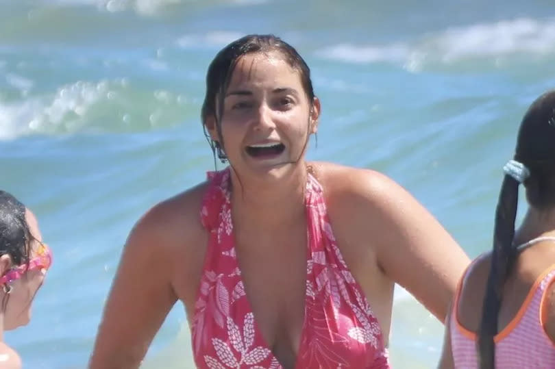 Jacqueline Jossa pink swimsuit