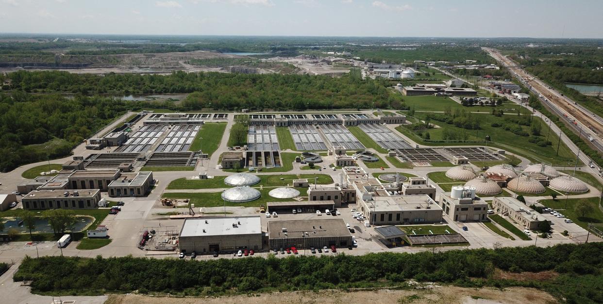 An aerial drone view of the City of Columbus' Jackson Pike Sewage Treatment plant on the South Side. Rising costs to maintain and operate the plant, operated by the city Department of Public Utilities, are one of the reasons for the 2023 sewer rate hike approved by city council on Monday.