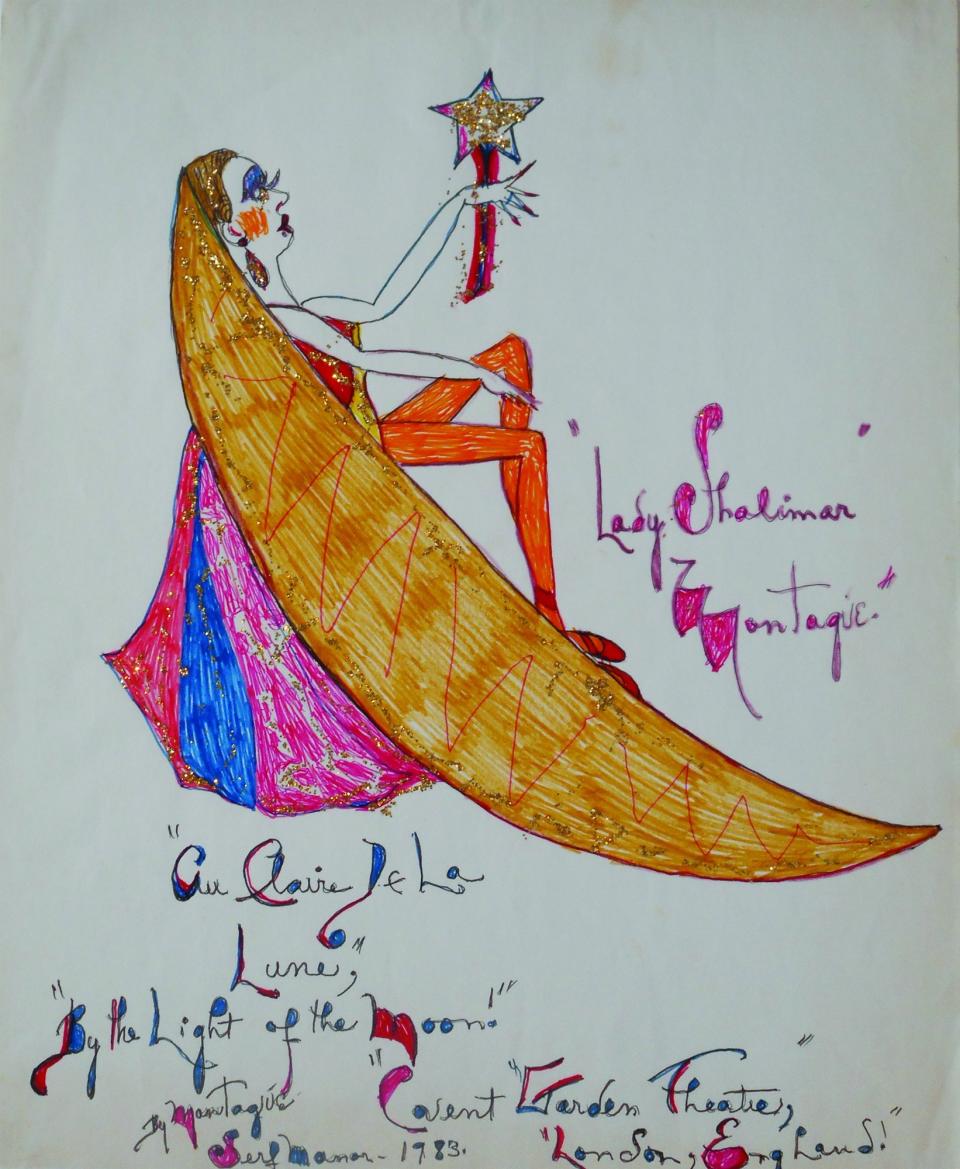 Lady Shalimar, Au Claire De La Lune, mixed media on paper, 24" x 18", 1983