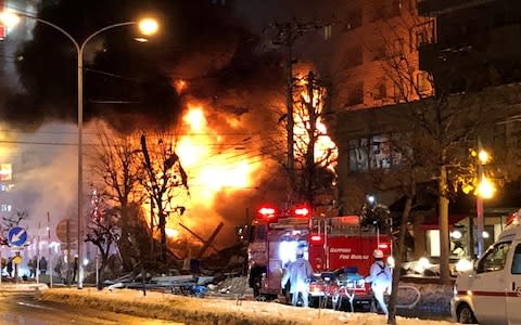 The cause of an explosion at a bar in Sapporo, Japan, is currently under investigation - Credit: TWITTER/@KEIBAPANDRA/REUTERS