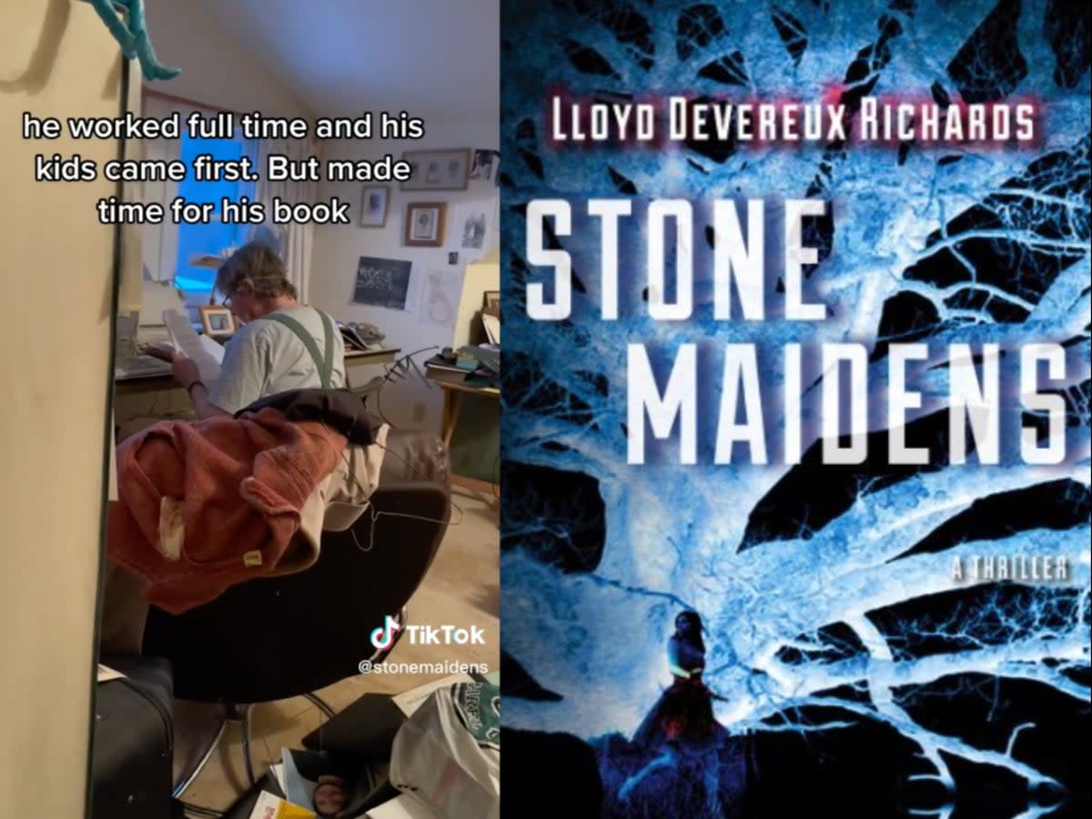 Stone Maidens by Lloyd Devereux Richards has become the top-selling book on Amazon (Left: TikTok/@stonemaidens — Right: Thomas & Mercer)