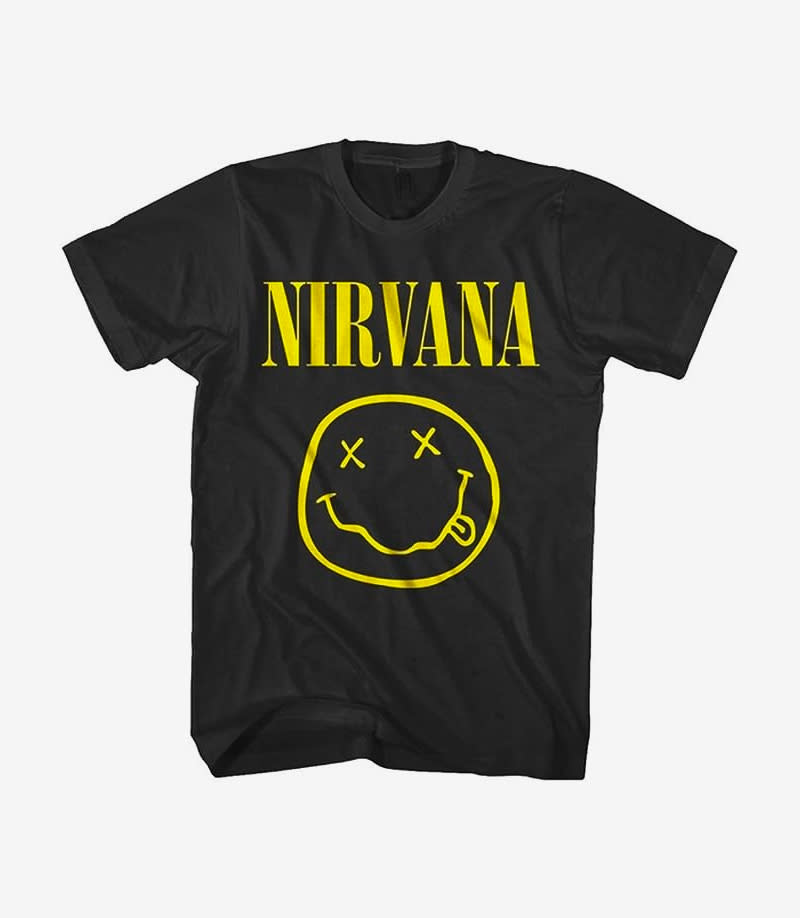 <a href="https://www.amazon.com/Nirvana-Smile-Sided-T-Shirt-X-Large/dp/B07BQFKHYQ?crid=2Y0F00743MC3X&keywords=band+tees&qid=1689003172&sprefix=band+tees%2Caps%2C88&sr=8-25&linkCode=ll1&tag=rollingstoneyahoo-20&linkId=1550096e8082c332989d5274e8fd5578&language=en_US&ref_=as_li_ss_tl&asc_source=yahoo-e-comm&asc_campaign=yahoo-e-comm&asc_refurl=https%3A%2F%2Fwww.rollingstone.com%2Fproduct-recommendations%2Flifestyle%2Fbest-prime-day-fashion-deals-1234785803%2F" rel="nofollow noopener" target="_blank" data-ylk="slk:Nirvana Smile Tee, $20 $18;elm:context_link;itc:0;sec:content-canvas" class="link ">Nirvana Smile Tee, <s>$20</s> $18</a>