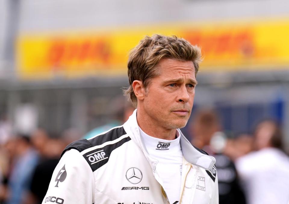 Brad Pitt, who was seen filming for his unnamed Formula One movie during the British Grand Prix 2023 this weekend (PA)