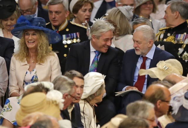 John Bercow and Jeremy Corbyn at St Paul’s Cathedral for a service in 2016 marking the 90th birthday of the Queen