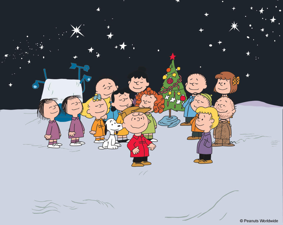 En esta imagen propporcionada por Peanuts Worldwide el arte promocional del especial animado de televisión "A Charlie Brown Christmas" de 1965. La banda sonora del especial ha vendido más de cinco millone de copias. (Peanuts Worldwide vía AP)