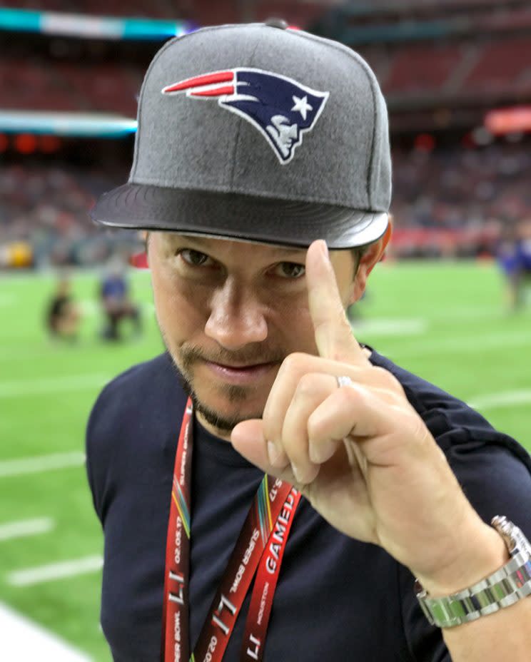 Actor Mark Wahlberg attends Super Bowl LI at NRG Stadium on Sunday. (Photo: Kevin Mazur/WireImage)